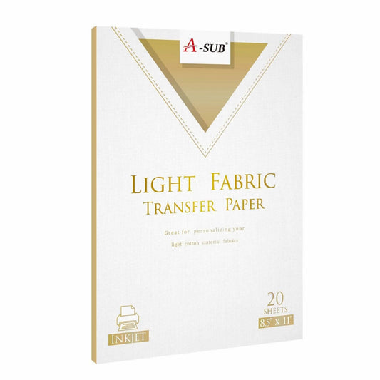 A-SUB 8.5''x11'' Light Fabric Transfer Paper 20 Sheets - A-SUB