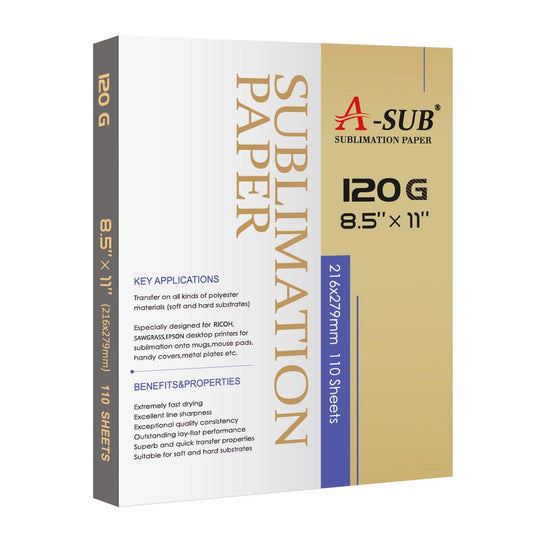 A-SUB 8.5'' x 11'' Sublimation Paper 120gsm, 110 sheets - A-SUB