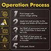 Operation process for A-SUB DTF transfer film bulk wholesale, including printing, applying powder, and heat pressing steps.